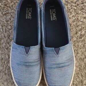 TOMS Blue Stripe Slip-On Shoes